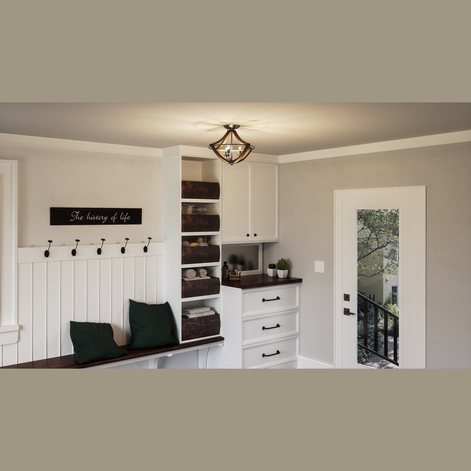 Quoizel - SHR1716RK - Three Light Semi Flush Mount - Shire - Rustic Black