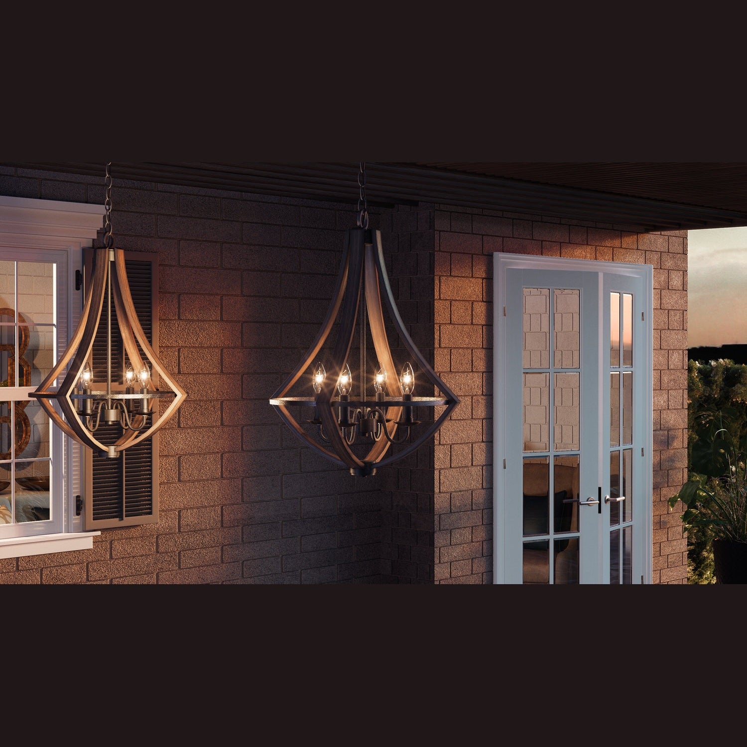 Quoizel - SHR2818RK - Four Light Pendant - Shire - Rustic Black