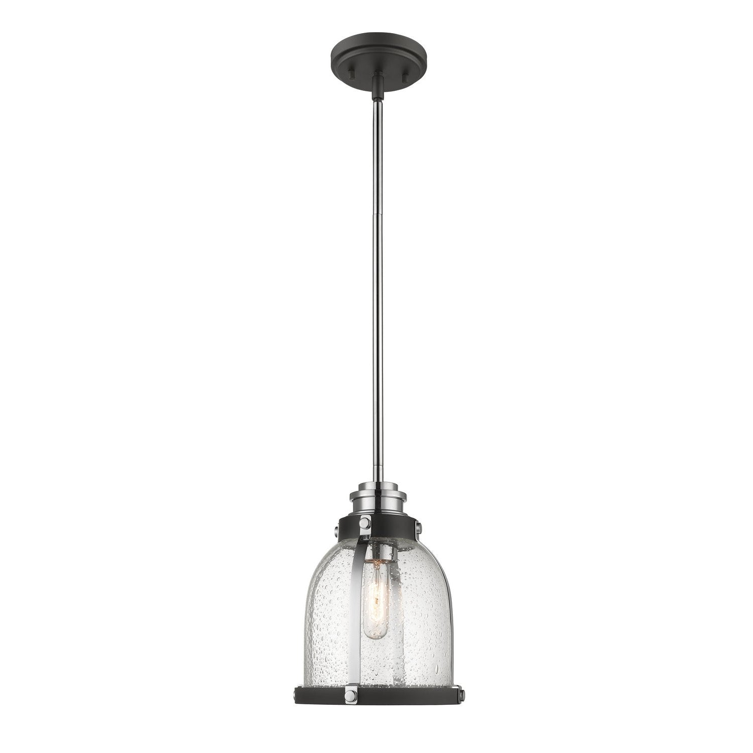 Z-Lite - 337MP-MB+CH - One Light Pendant - Burren - Matte Black + Chrome