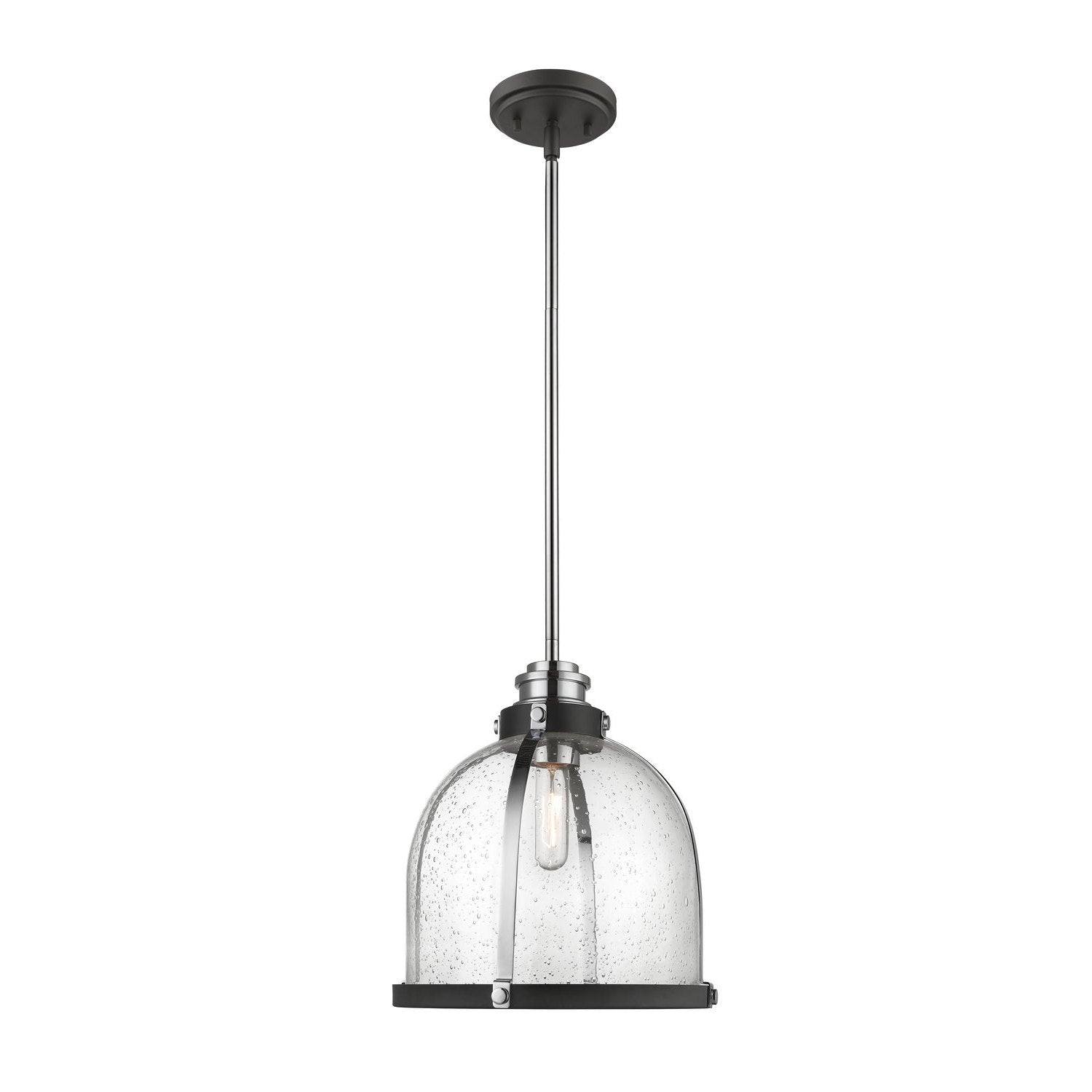 Z-Lite - 337P12MB+CH - One Light Pendant - Burren - Matte Black + Chrome
