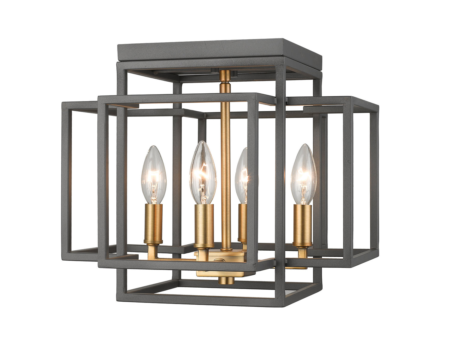 Z-Lite - 454F-BRZ-OBR - Four Light Flush Mount - Titania - Bronze + Olde Brass