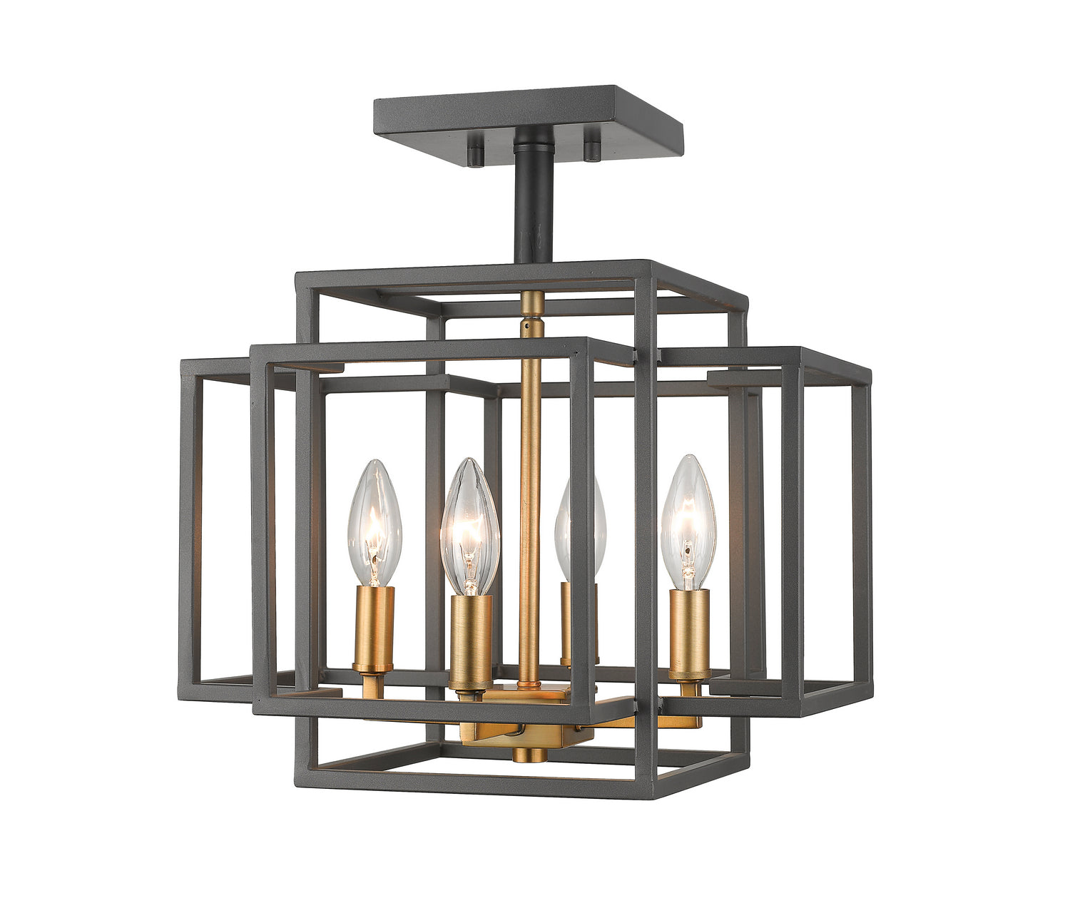 Z-Lite - 454SF-BRZ-OBR - Four Light Semi Flush Mount - Titania - Bronze + Olde Brass