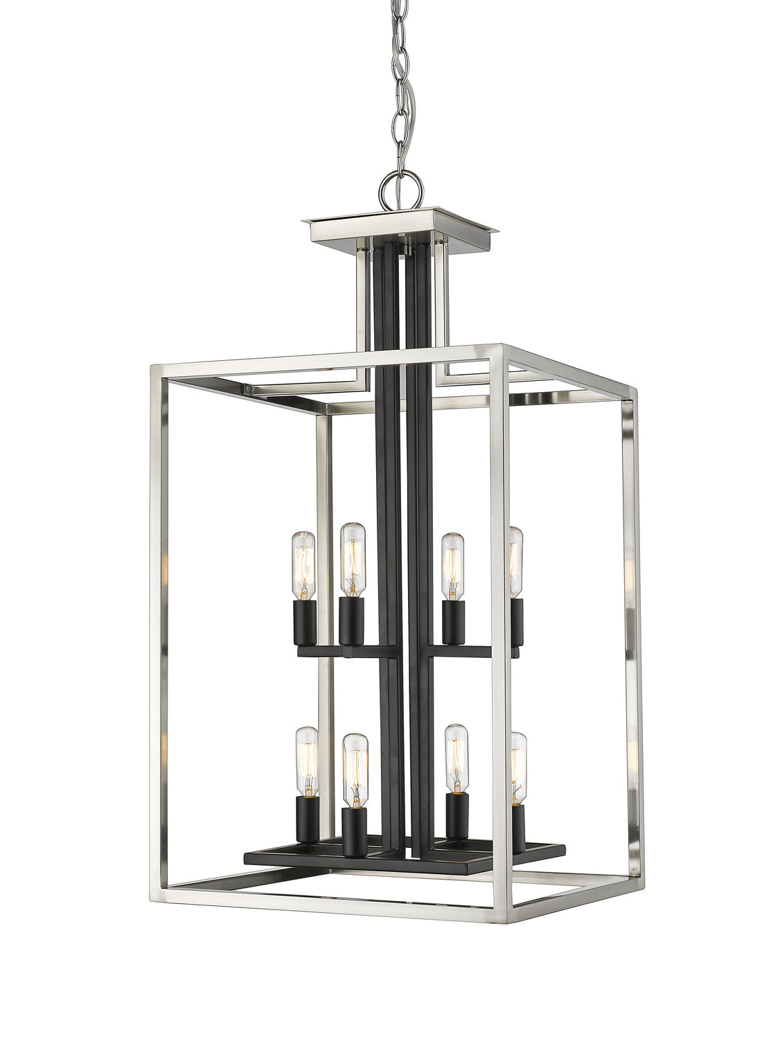 Z-Lite - 456-8BN-BK - Eight Light Chandelier - Quadra - Brushed Nickel + Matte Black