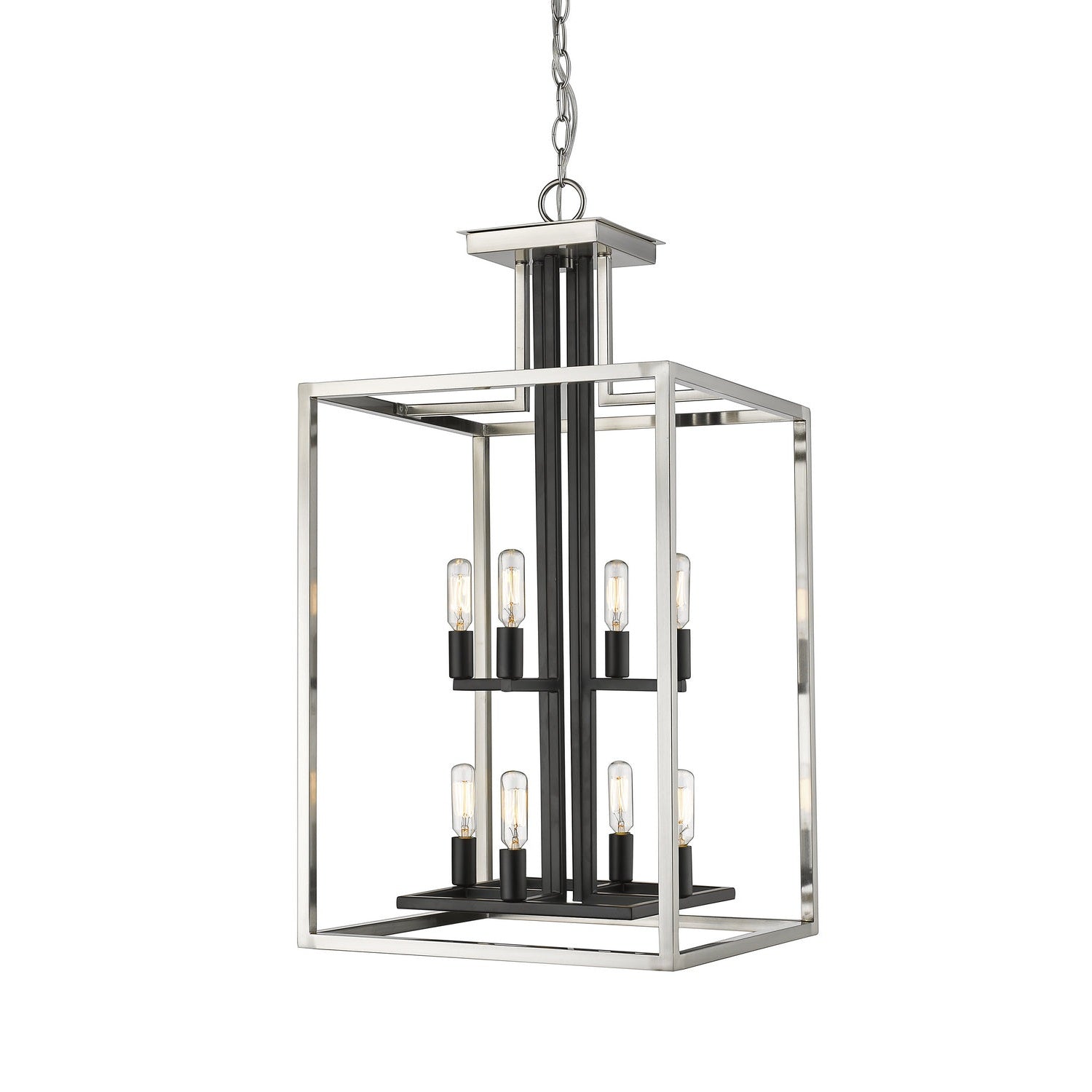 Z-Lite - 456-8BN-BK - Eight Light Chandelier - Quadra - Brushed Nickel + Matte Black