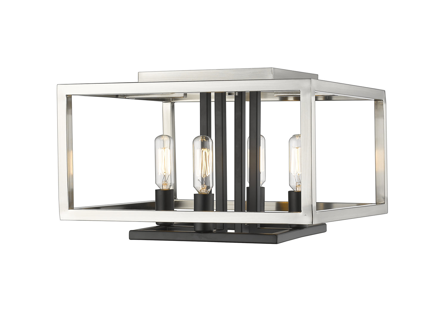 Z-Lite - 456F-BN-BK - Four Light Flush Mount - Quadra - Brushed Nickel + Matte Black