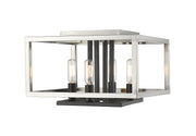 Z-Lite - 456F-BN-BK - Four Light Flush Mount - Quadra - Brushed Nickel + Matte Black