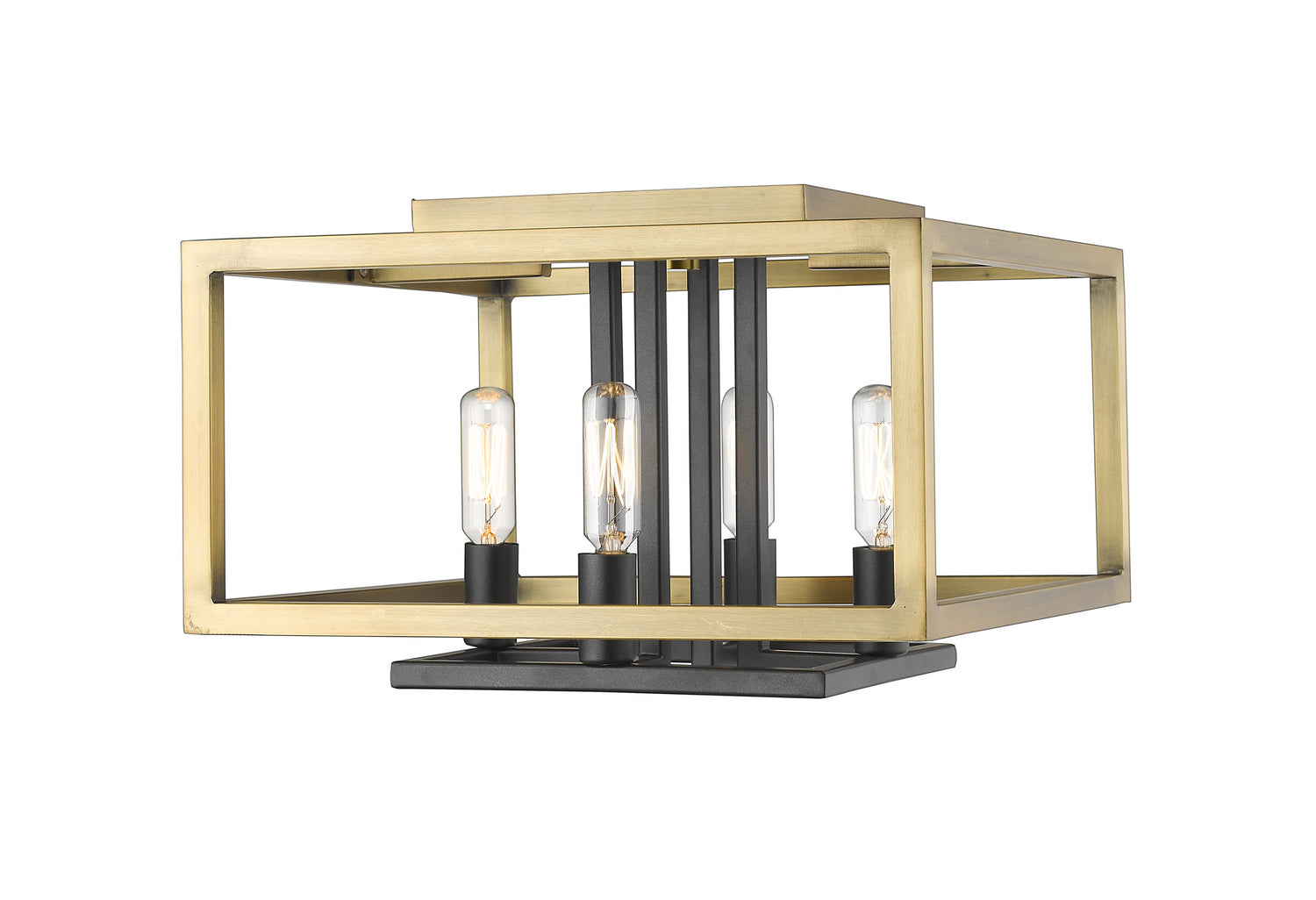 Z-Lite - 456F-OBR-BRZ - Four Light Flush Mount - Quadra - Olde Brass + Bronze