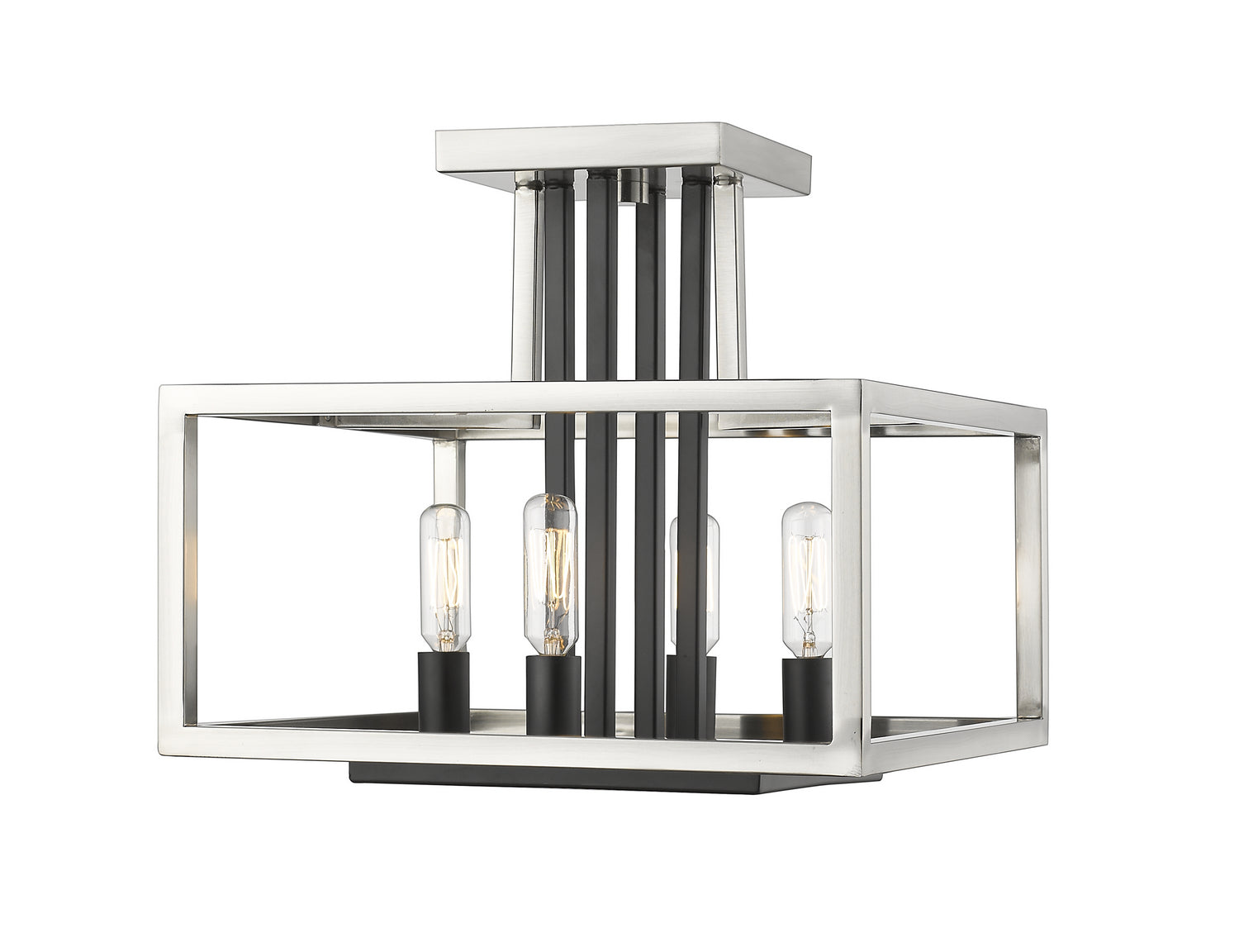 Z-Lite - 456SF-BN-BK - Four Light Semi Flush Mount - Quadra - Brushed Nickel + Matte Black