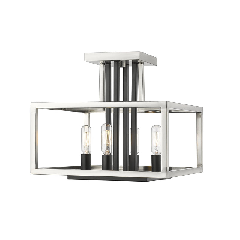 Z-Lite - 456SF-BN-BK - Four Light Semi Flush Mount - Quadra - Brushed Nickel + Matte Black