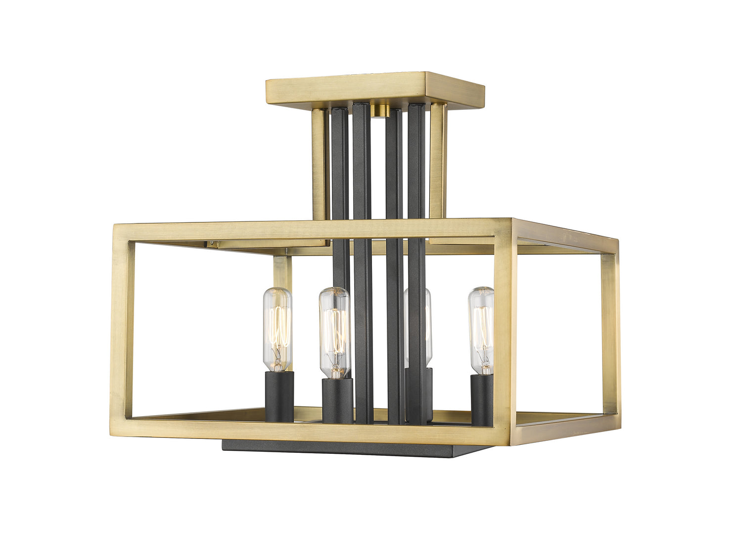 Z-Lite - 456SF-OBR-BRZ - Four Light Semi Flush Mount - Quadra - Olde Brass + Bronze