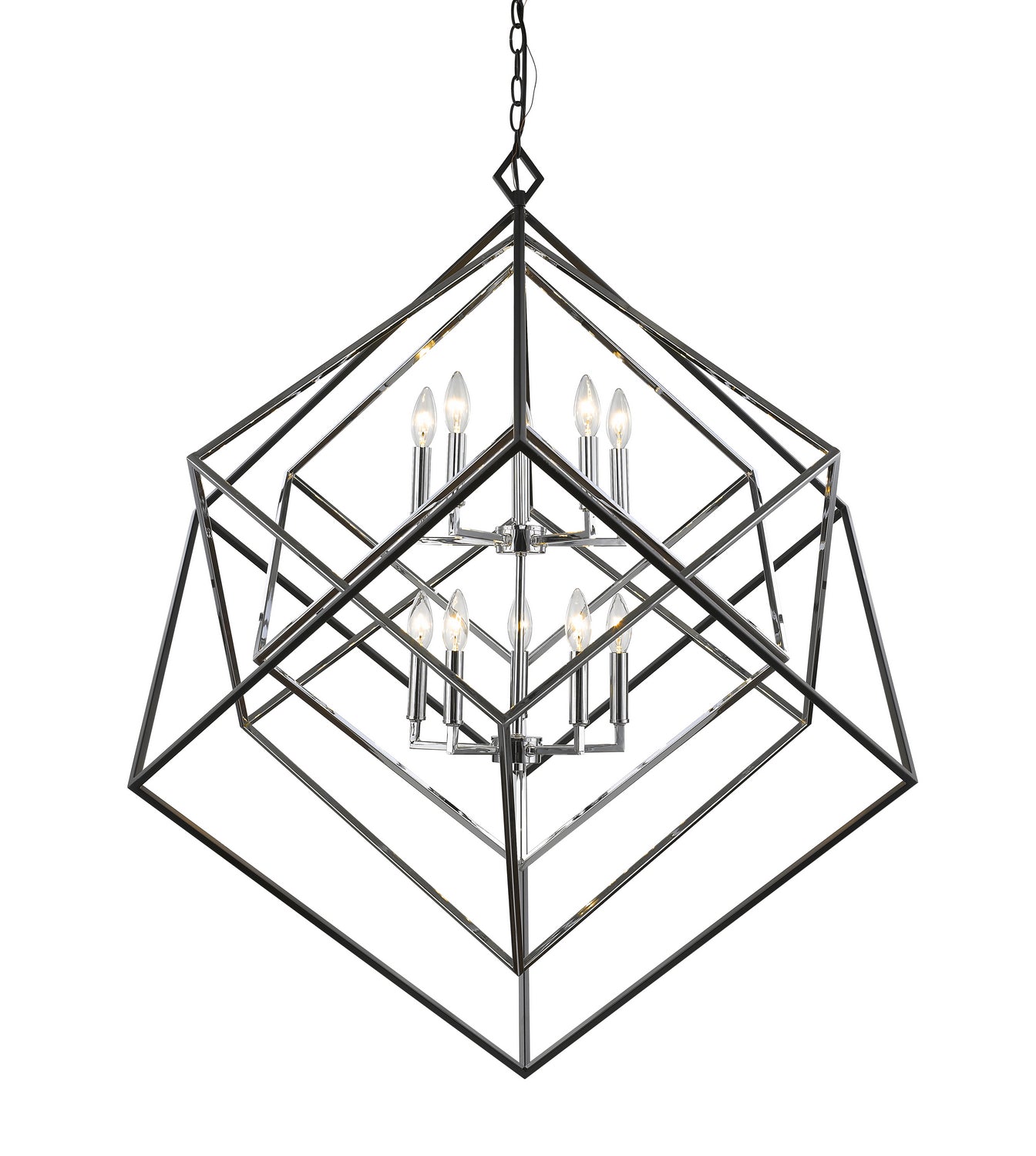 Z-Lite - 457-10CH-MB - Ten Light Chandelier - Euclid - Chrome + Matte Black