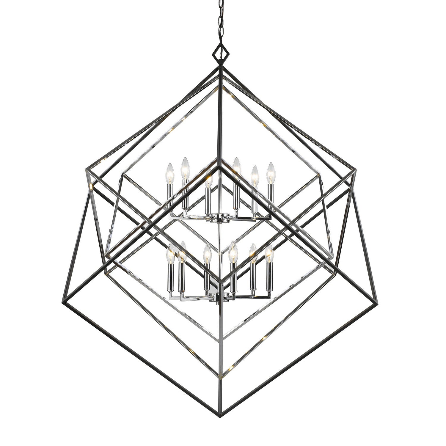 Z-Lite - 457-12CH-MB - 12 Light Chandelier - Euclid - Chrome + Matte Black