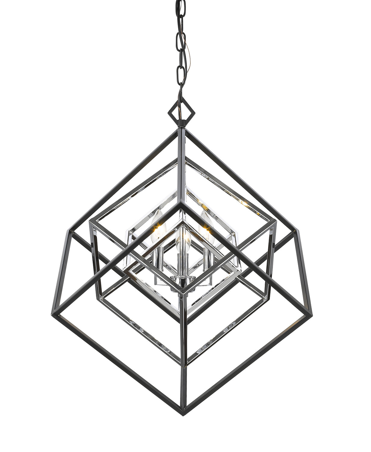 Z-Lite - 457-3CH-MB - Three Light Chandelier - Euclid - Chrome + Matte Black