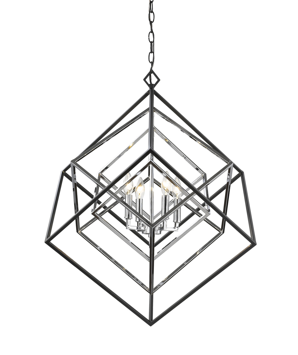 Z-Lite - 457-4CH-MB - Four Light Chandelier - Euclid - Chrome + Matte Black