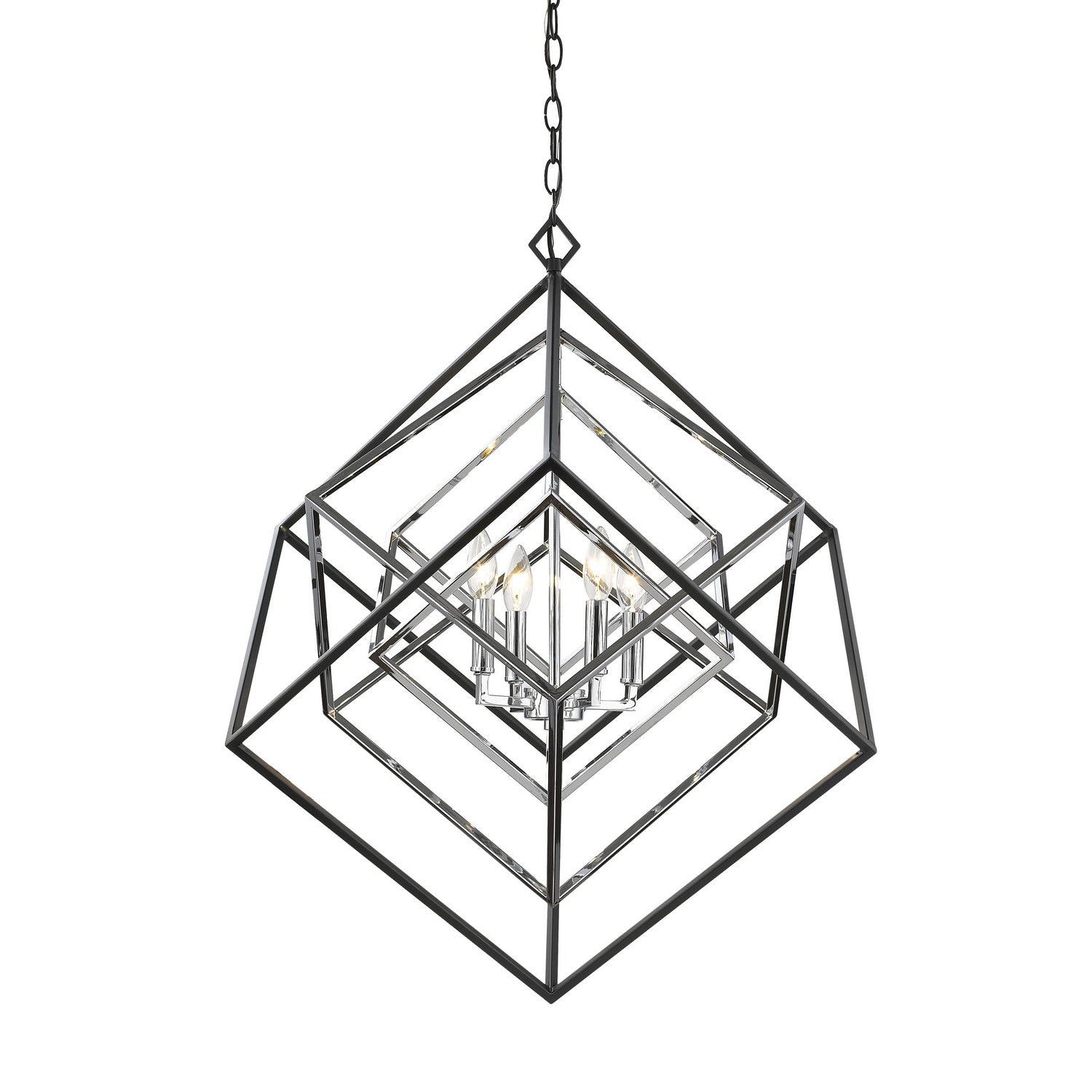 Z-Lite - 457-4CH-MB - Four Light Chandelier - Euclid - Chrome + Matte Black
