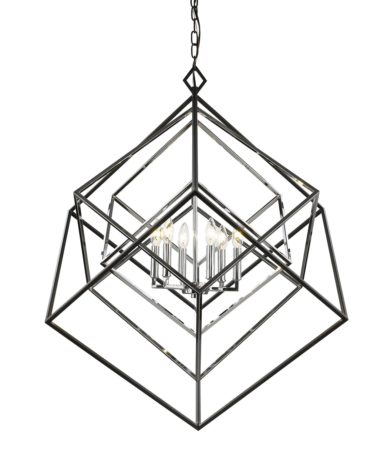 Z-Lite - 457-6CH-MB - Six Light Chandelier - Euclid - Chrome + Matte Black