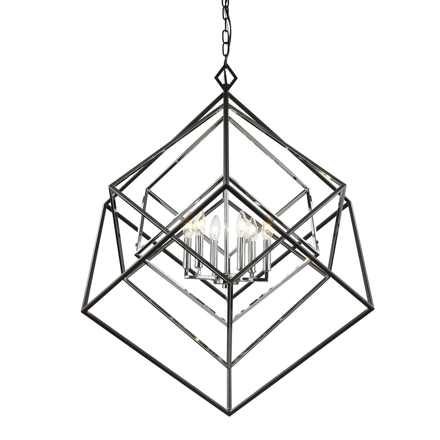 Z-Lite - 457-6CH-MB - Six Light Chandelier - Euclid - Chrome + Matte Black