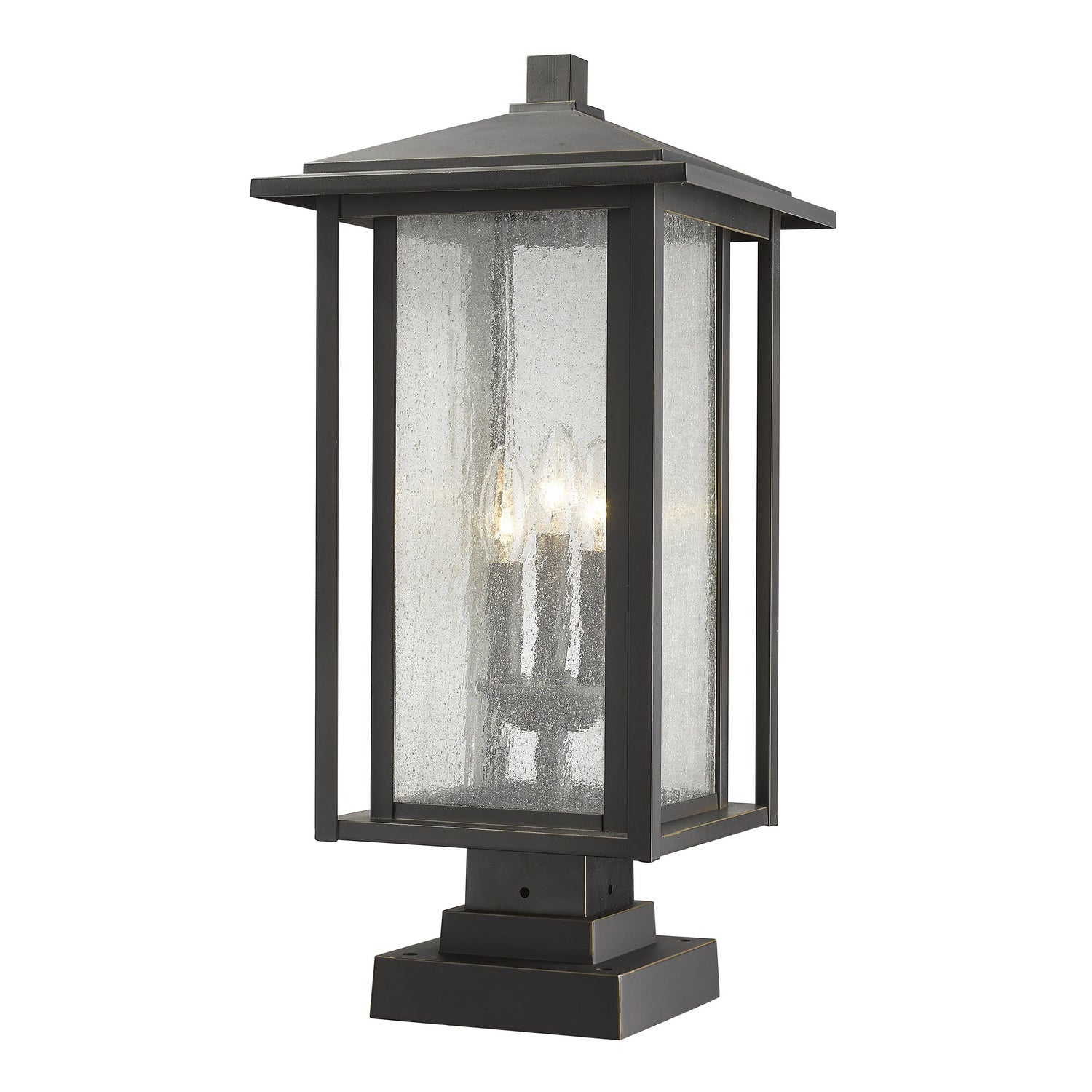 Z-Lite - 554PHXLS-SQPM-ORB - Three Light Outdoor Pier Mounted Fixture - Aspen - Oil Rubbed Bronze