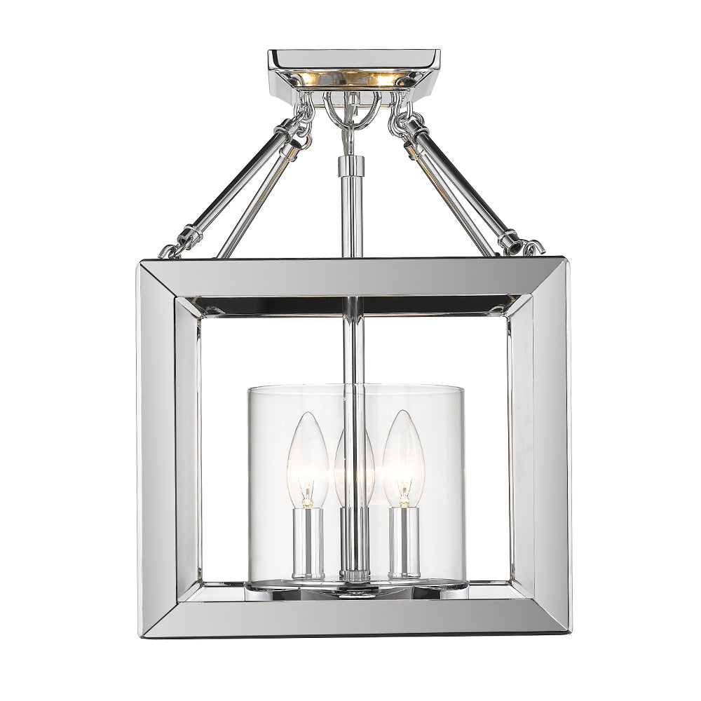 Golden - 2074-SF CH-CLR - Three Light Semi-Flush Mount - Smyth - Chrome
