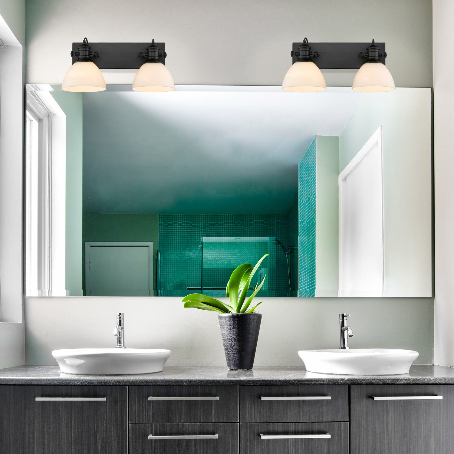 Golden - 3118-BA2 BLK-OP - Two Light Bath Vanity - Hines - Matte Black