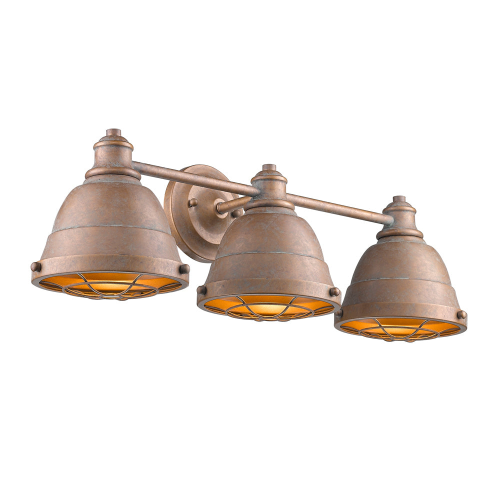 Golden - 7312-BA3 CP - Three Light Bath Vanity - Bartlett - Copper Patina