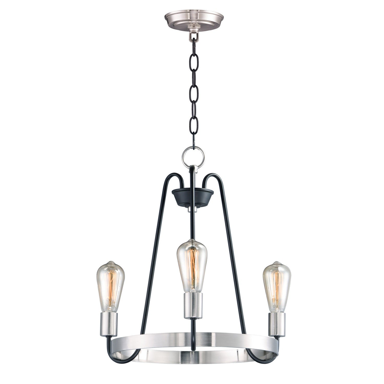 Maxim - 11733BKSN - Three Light Chandelier - Haven - Black / Satin Nickel