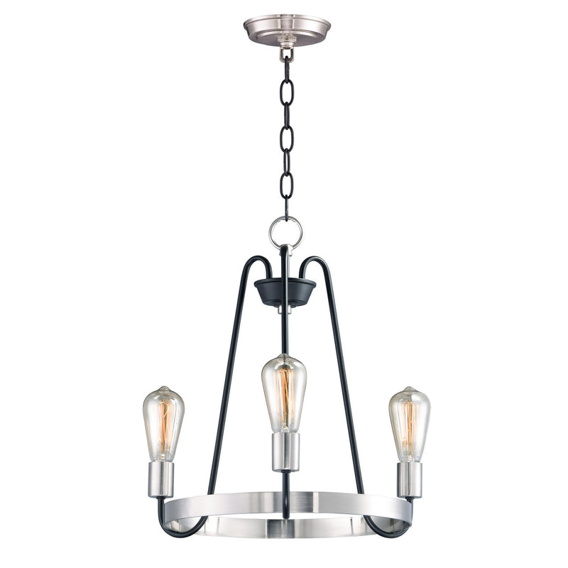 Maxim - 11733BKSN - Three Light Chandelier - Haven - Black / Satin Nickel