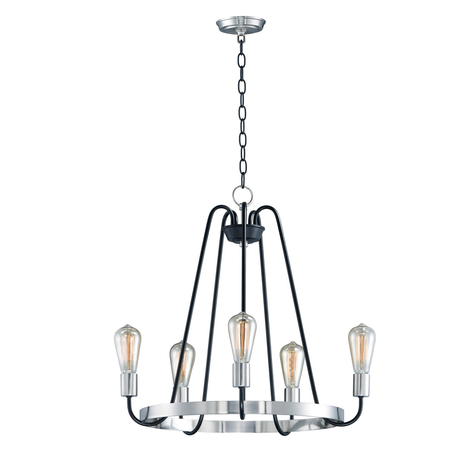 Maxim - 11735BKSN - Five Light Chandelier - Haven - Black / Satin Nickel
