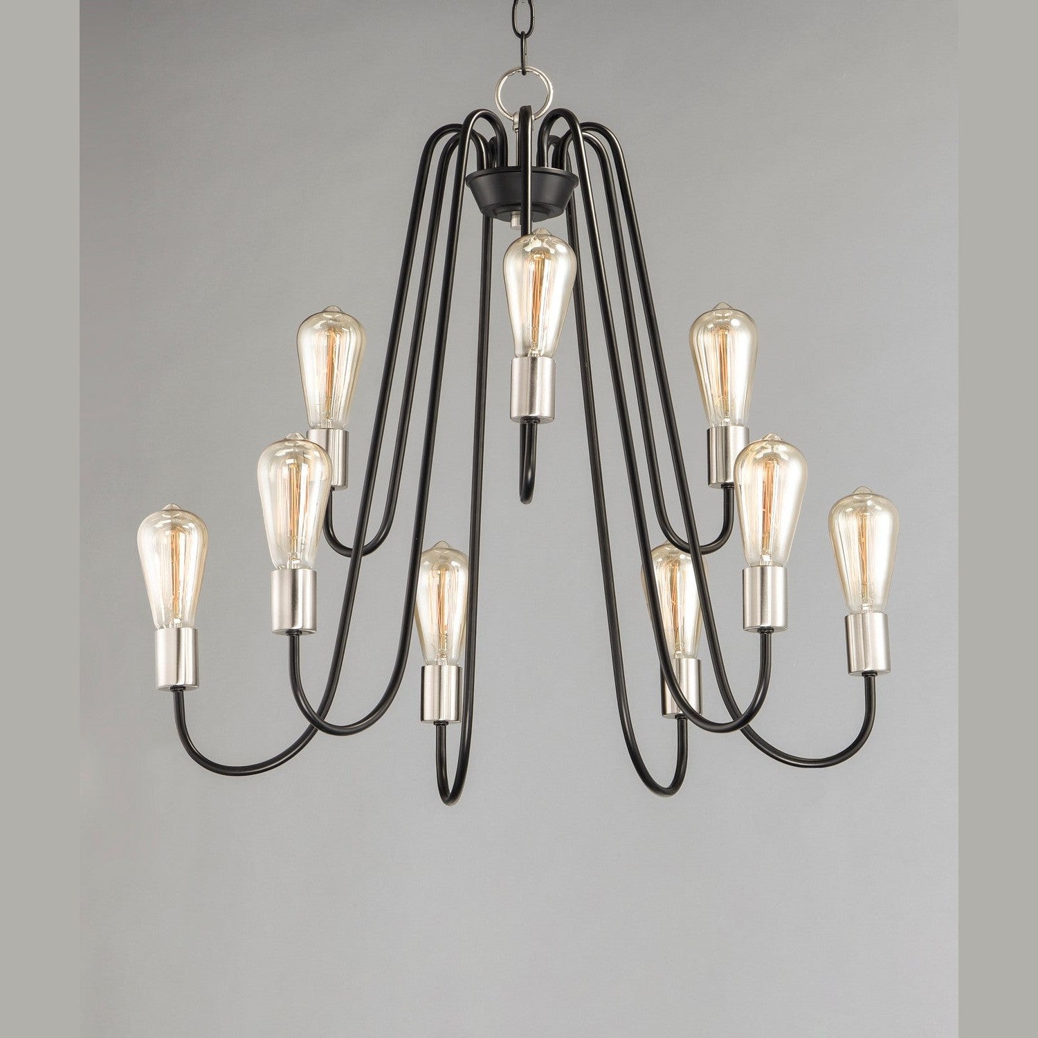 Maxim - 11737BKSN - Nine Light Chandelier - Haven - Black / Satin Nickel