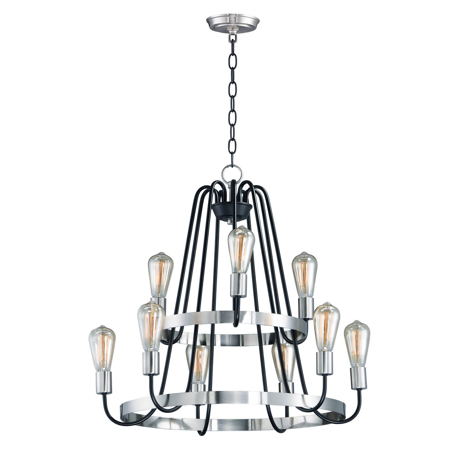 Maxim - 11737BKSN - Nine Light Chandelier - Haven - Black / Satin Nickel