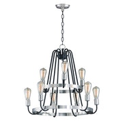 Maxim - 11737BKSN - Nine Light Chandelier - Haven - Black / Satin Nickel
