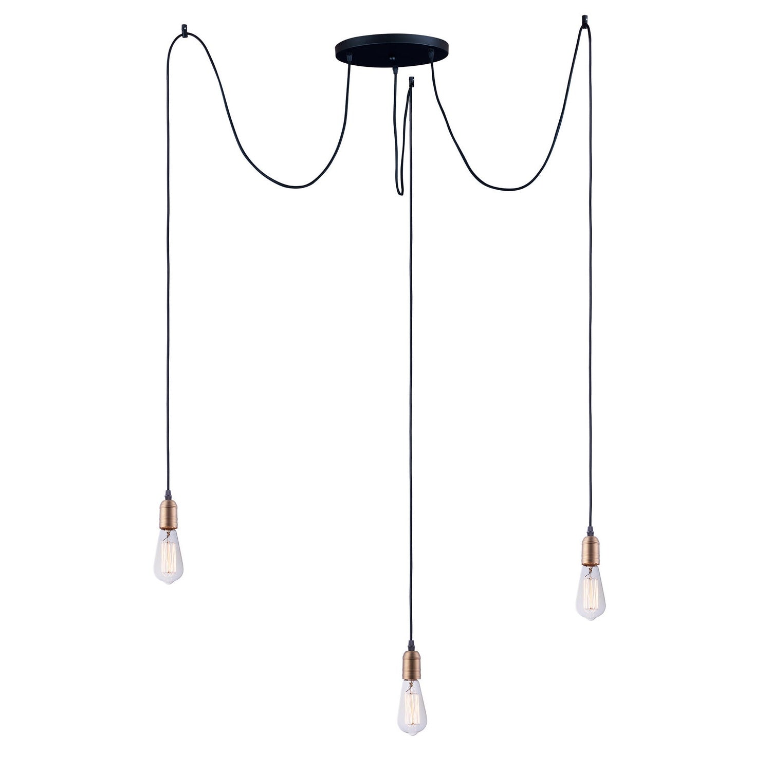 Maxim - 12123BKAB - Three Light Pendant - Early Electric - Black / Antique Brass