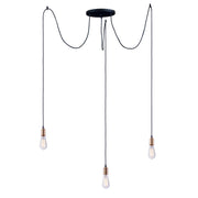 Maxim - 12123BKAB - Three Light Pendant - Early Electric - Black / Antique Brass