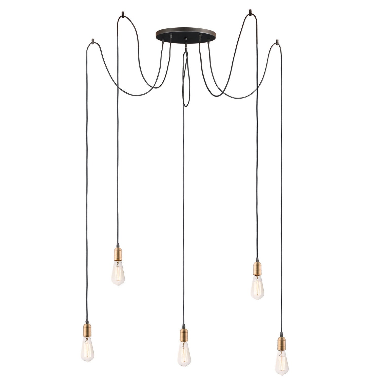 Maxim - 12125BKAB - Five Light Pendant - Early Electric - Black / Antique Brass
