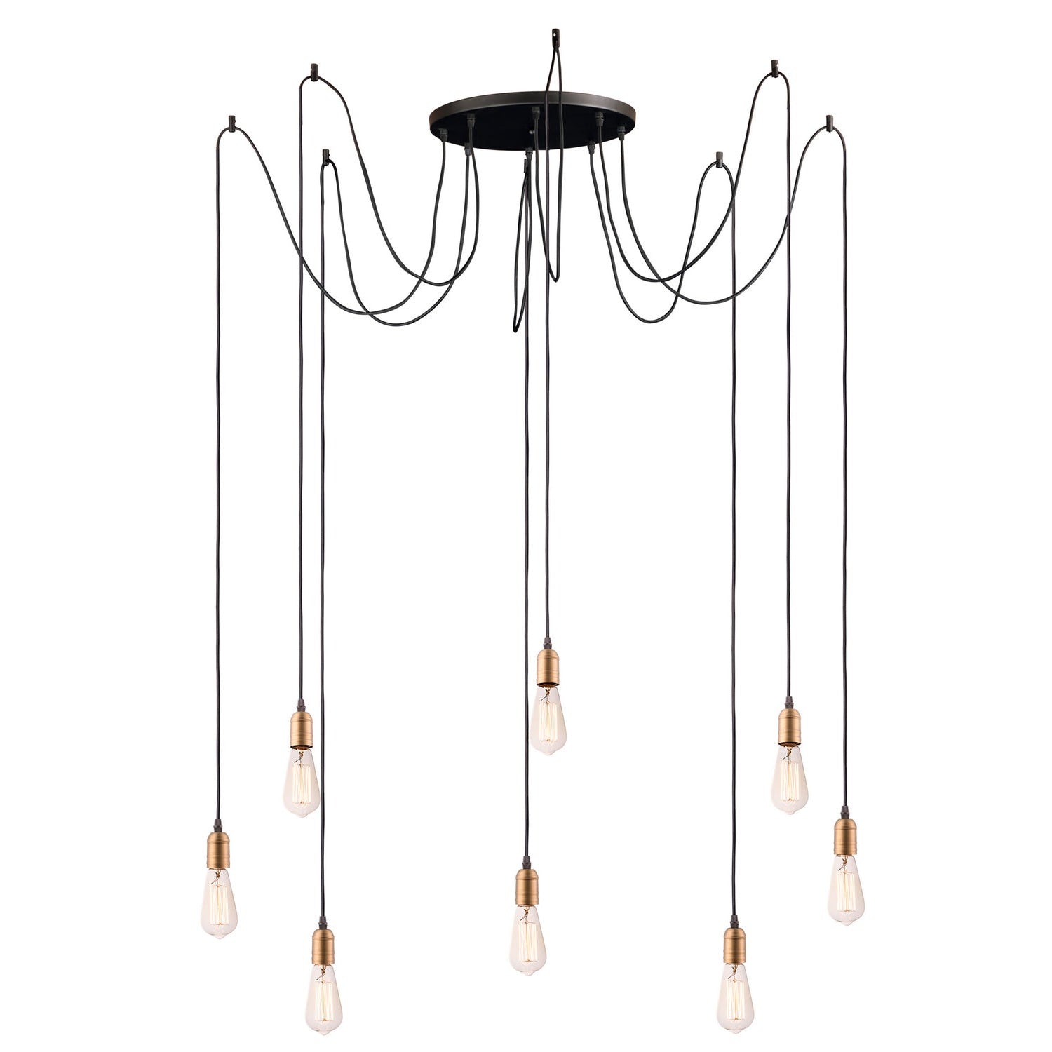 Maxim - 12128BKAB - Eight Light Pendant - Early Electric - Black / Antique Brass