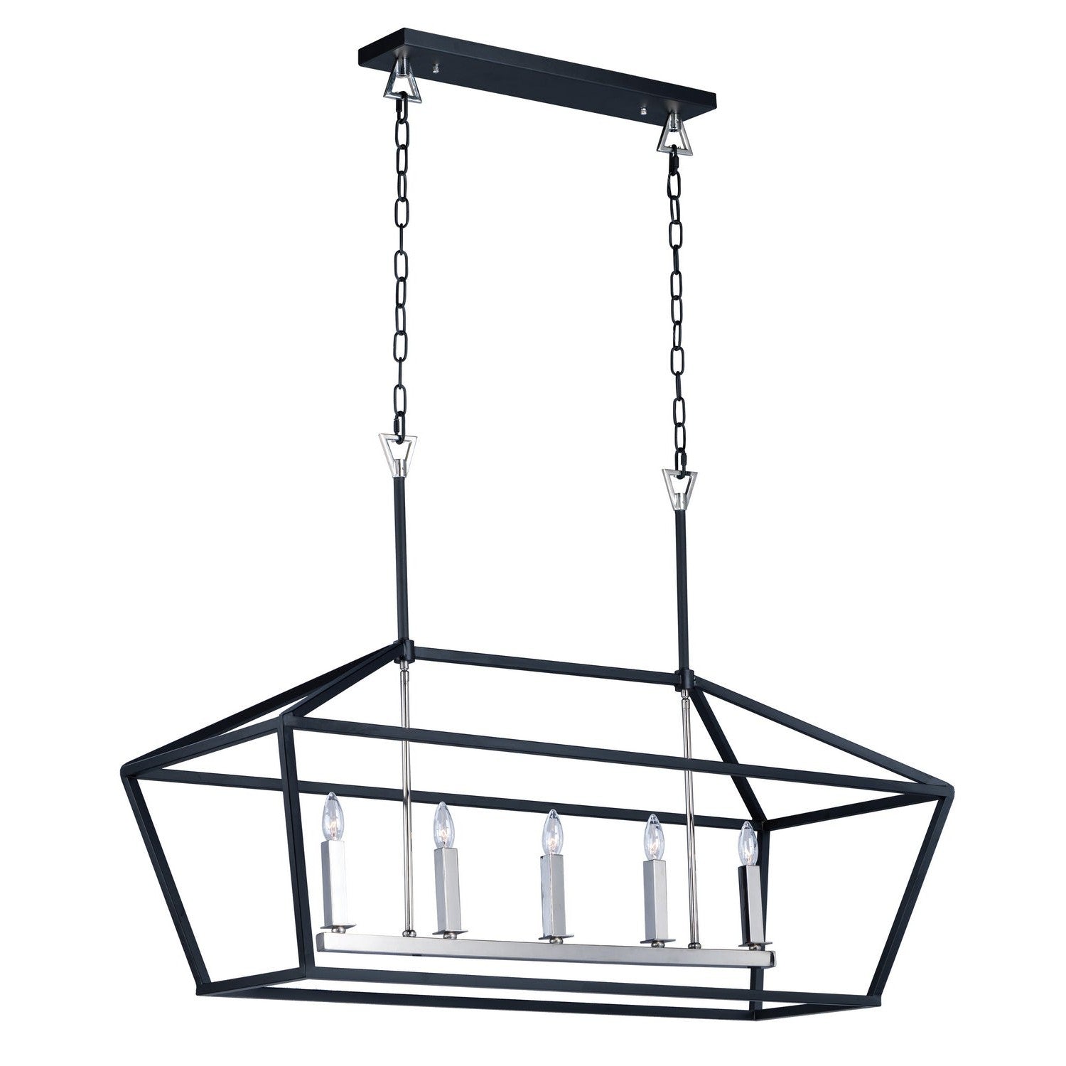 Maxim - 25157TXBPN - Five Light Chandelier - Abode - Textured Black / Polished Nickel