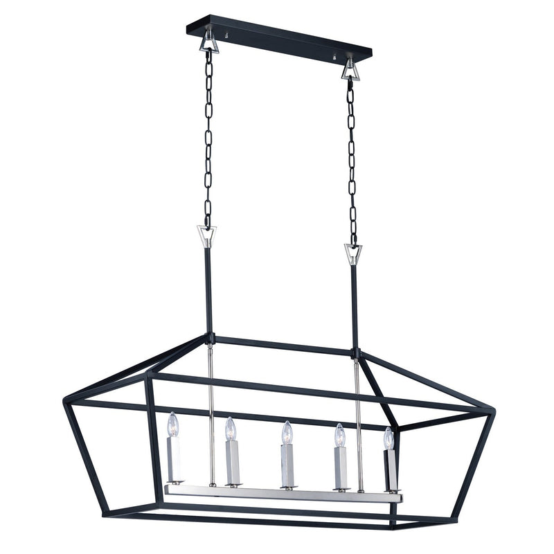 Maxim - 25157TXBPN - Five Light Chandelier - Abode - Textured Black / Polished Nickel