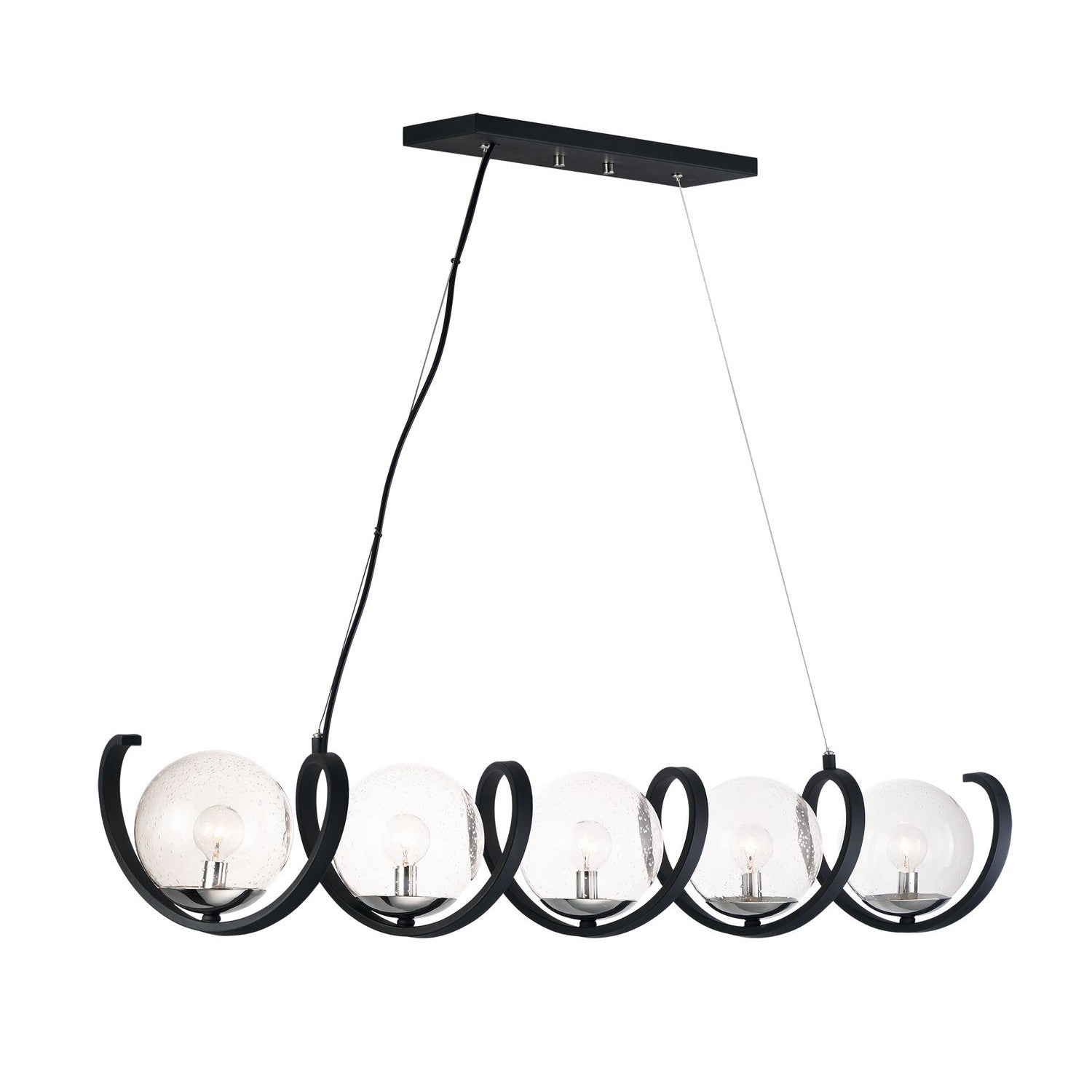 Maxim - 35105CDBKPN - Five Light Pendant - Curlicue - Black / Polished Nickel
