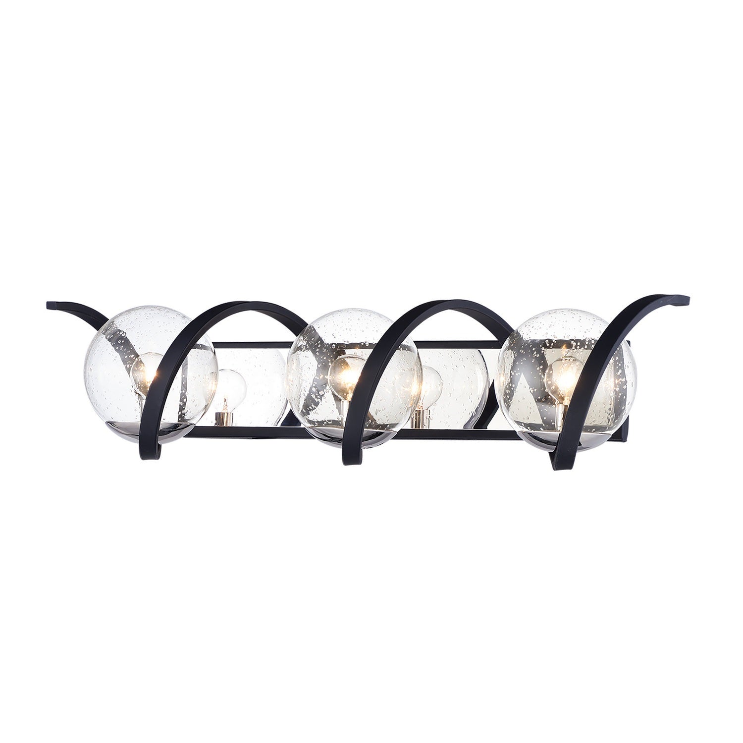 Maxim - 35106CDBKPN - Three Light Bath Vanity - Curlicue - Black / Polished Nickel