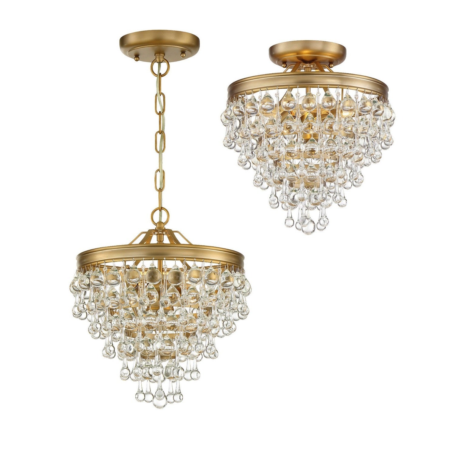 Crystorama - 130-VG - Three Light Mini Chandelier - Calypso - Vibrant Gold