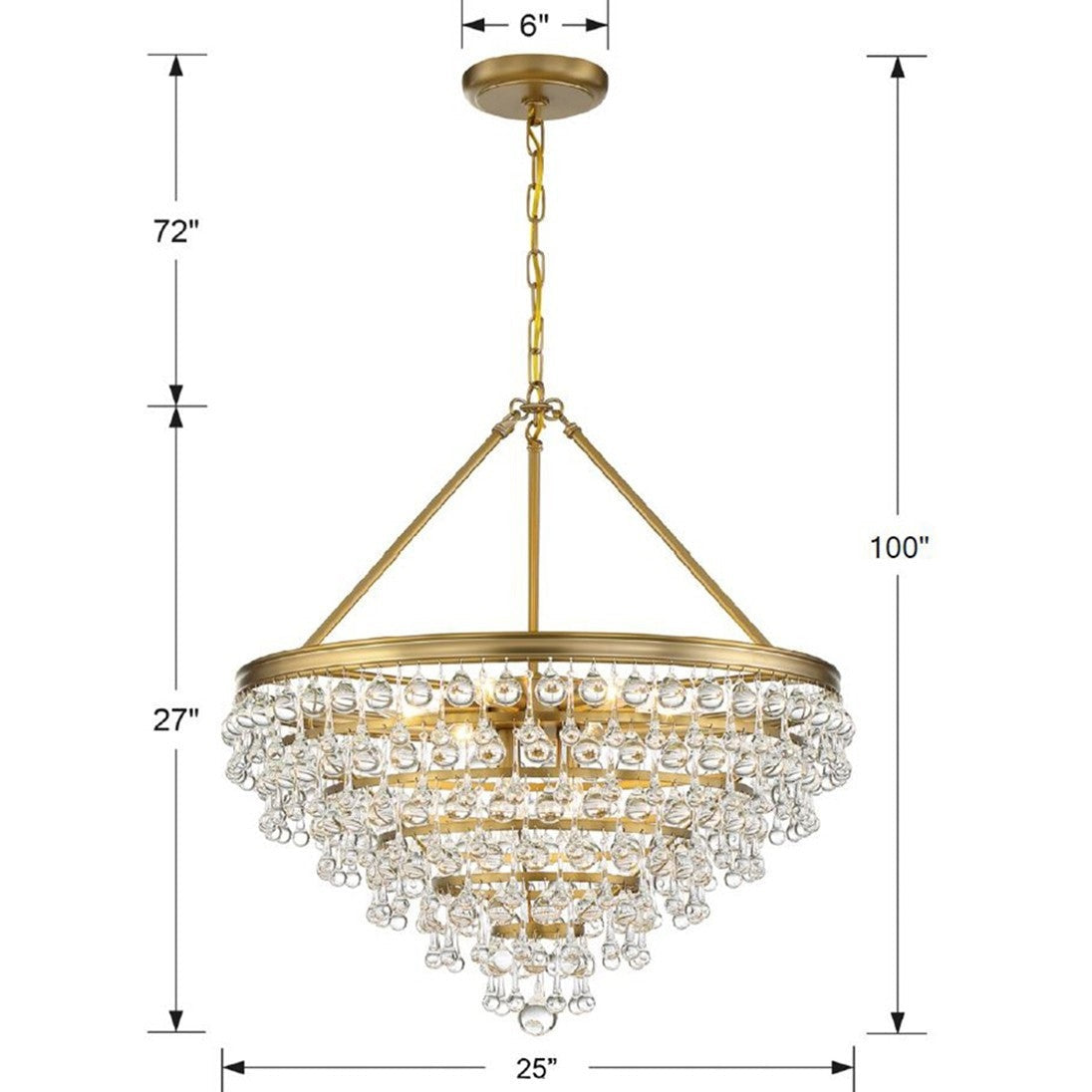 Crystorama - 137-VG - Eight Light Chandelier - Calypso - Vibrant Gold