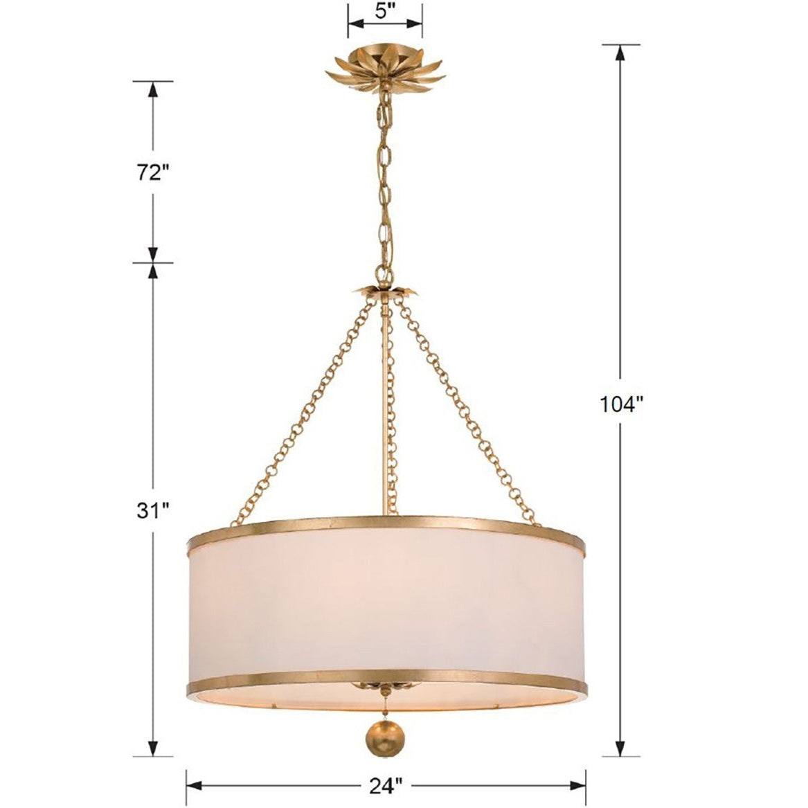 Crystorama - 518-GA - Six Light Chandelier - Broche - Antique Gold