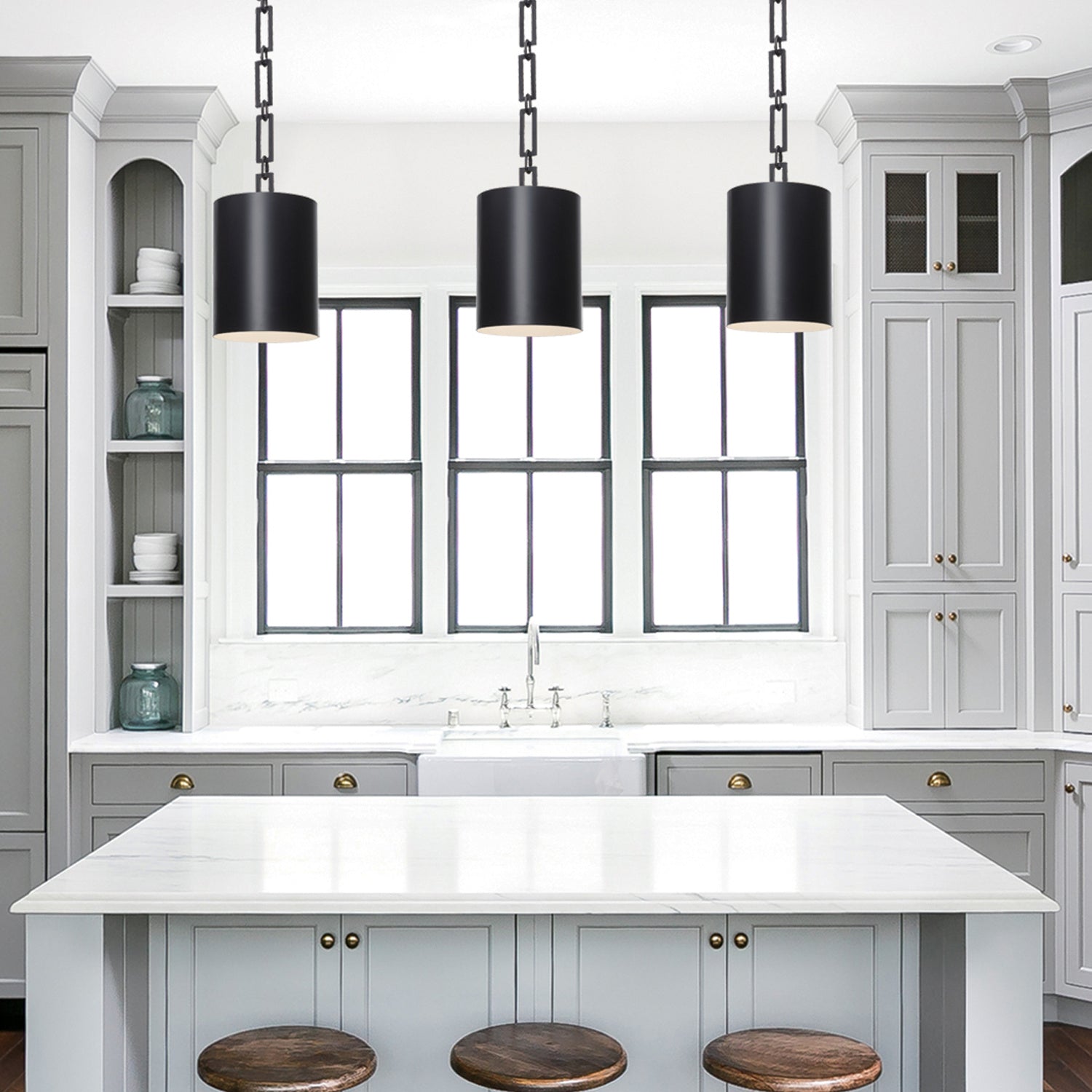 Crystorama - 8680-MK-WH - One Light Mini Chandelier - Alston - Matte Black + White