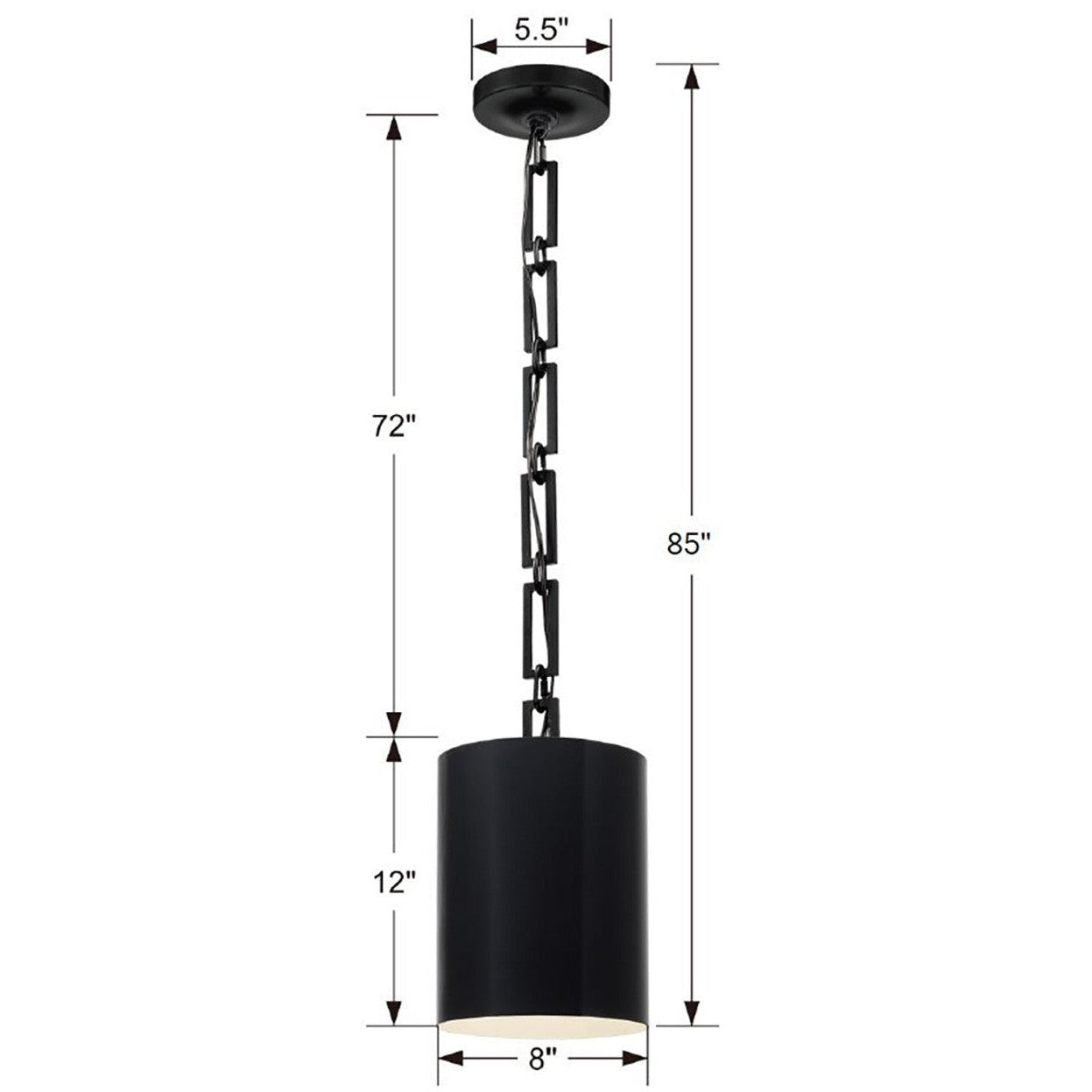 Crystorama - 8680-MK-WH - One Light Mini Chandelier - Alston - Matte Black + White