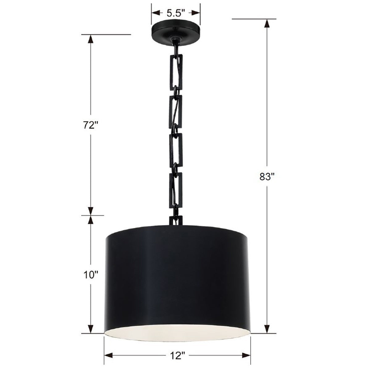Crystorama - 8683-MK-WH - One Light Chandelier - Alston - Matte Black + White