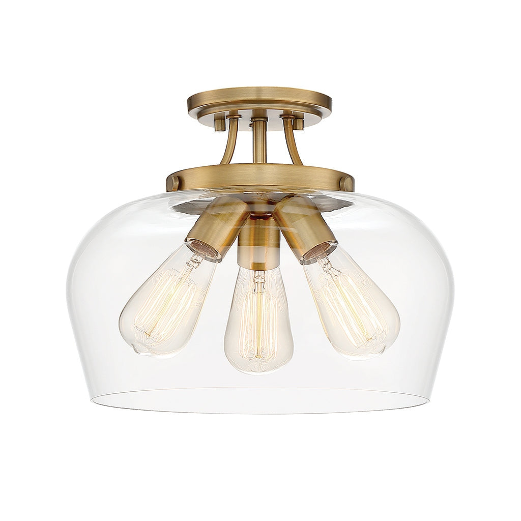 Savoy House - 6-4035-3-322 - Three Light Semi-Flush Mount - Octave - Warm Brass