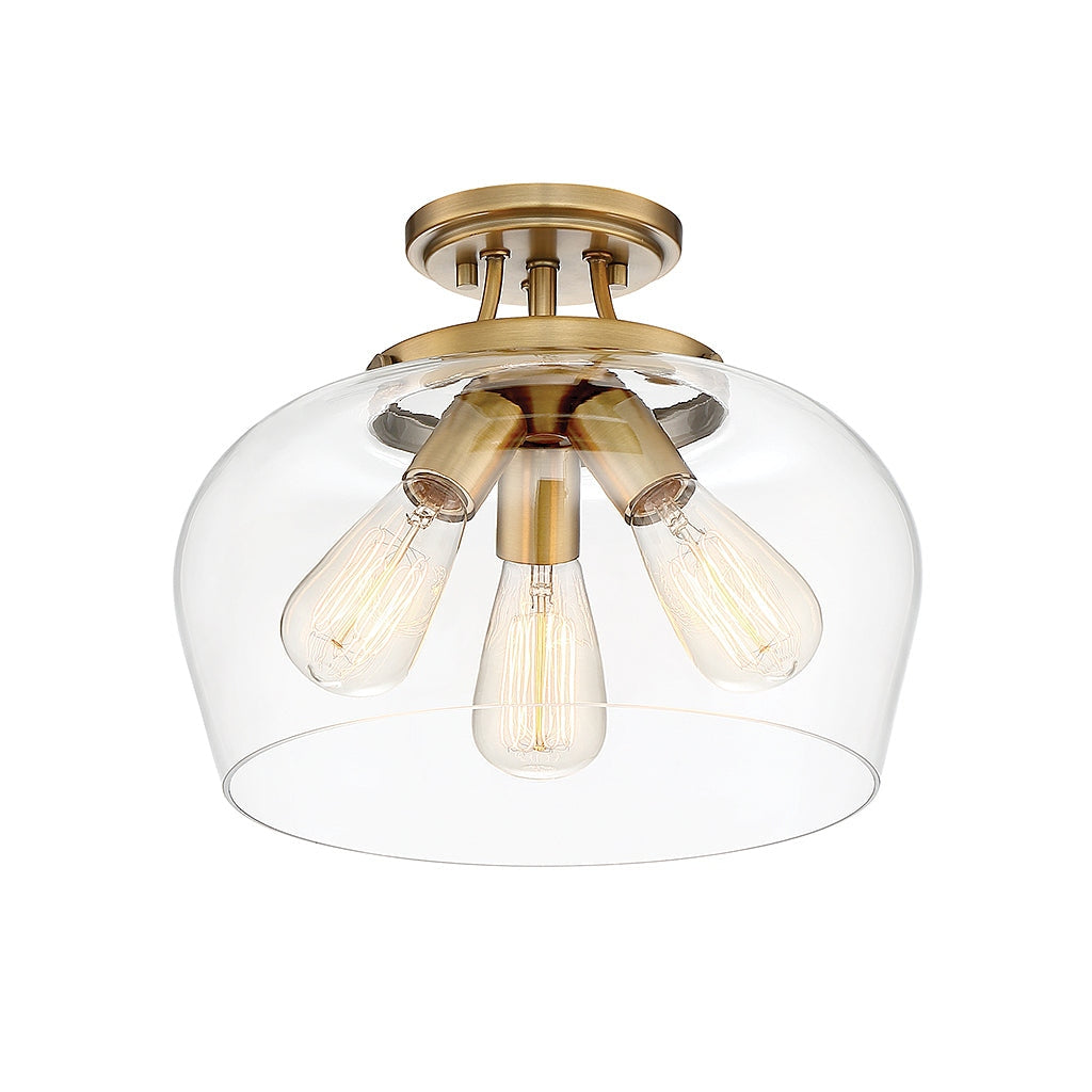 Savoy House - 6-4035-3-322 - Three Light Semi-Flush Mount - Octave - Warm Brass