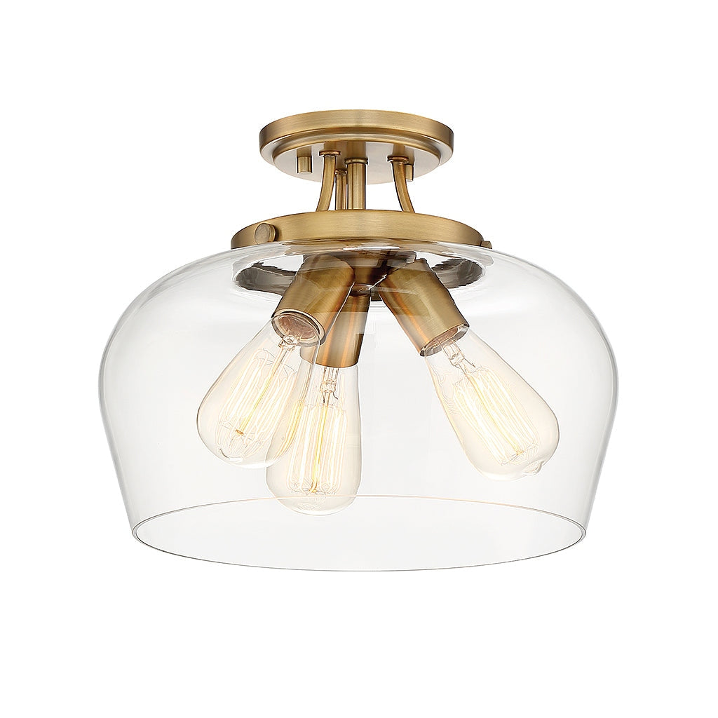 Savoy House - 6-4035-3-322 - Three Light Semi-Flush Mount - Octave - Warm Brass