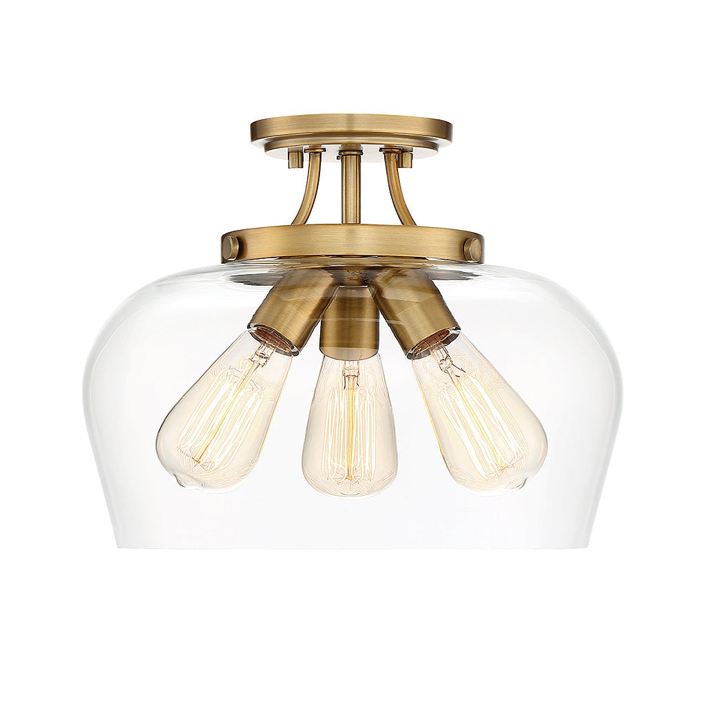 Savoy House - 6-4035-3-322 - Three Light Semi-Flush Mount - Octave - Warm Brass