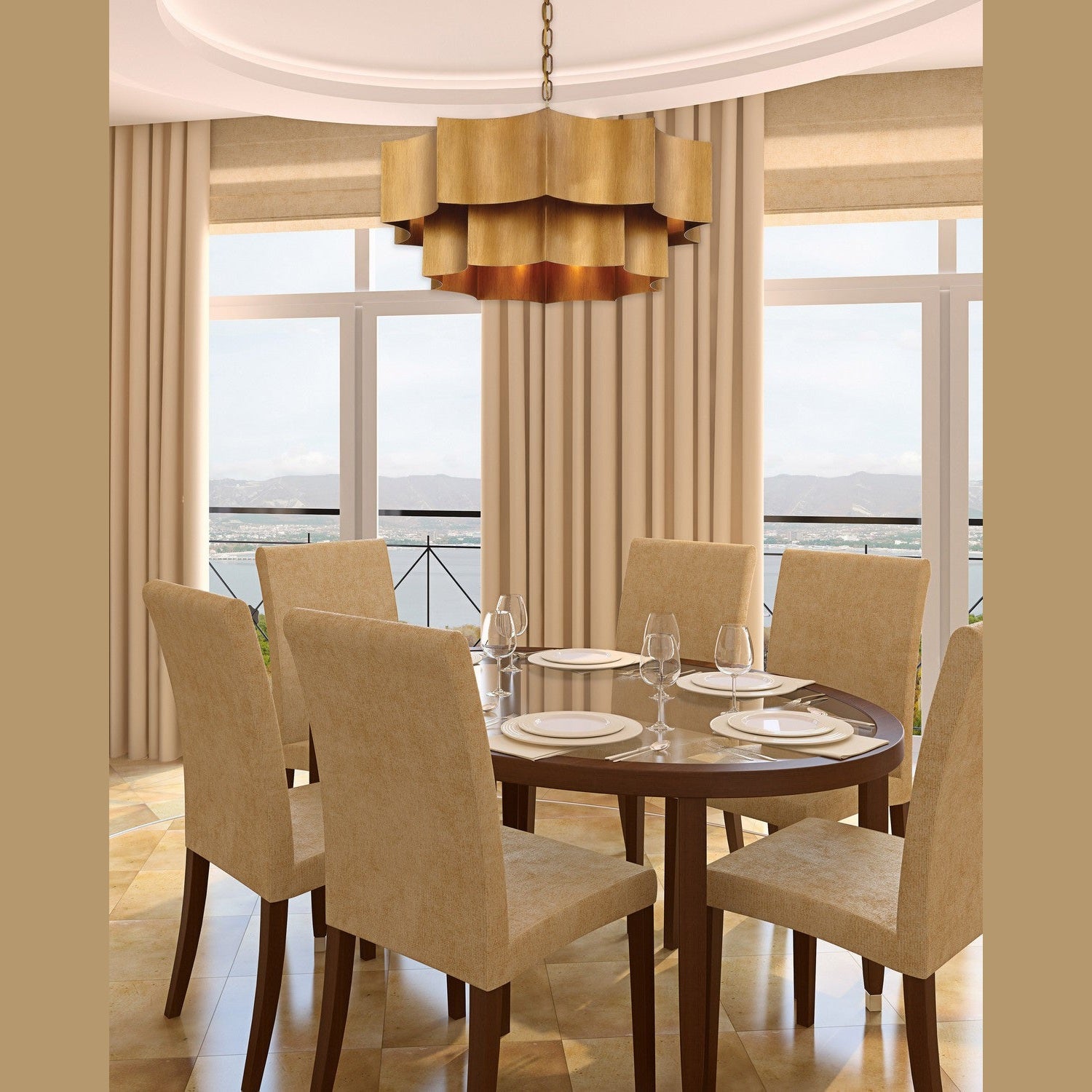 Savoy House - 7-101-6-54 - Six Light Pendant - Shelby - Gold Patina